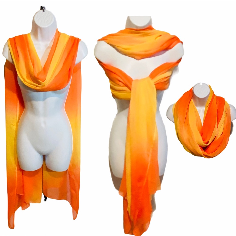 Beautiful Large Ombre Versatile Wear Chiffon Sheer Scarf